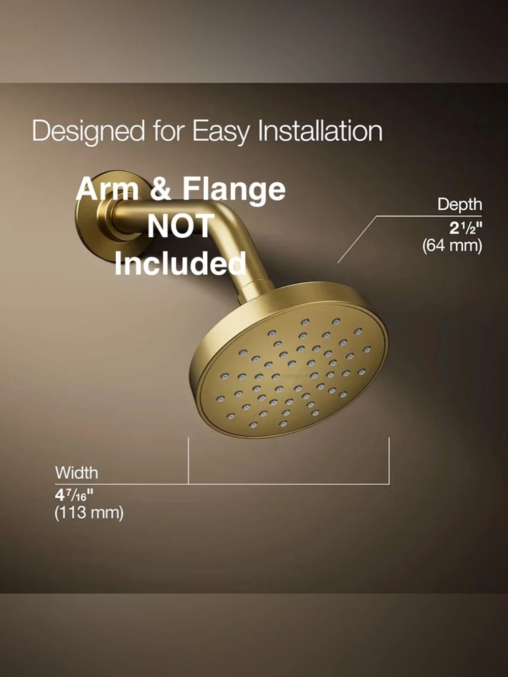 Kohler Shower Head Elate Series Brushed Brass NEW